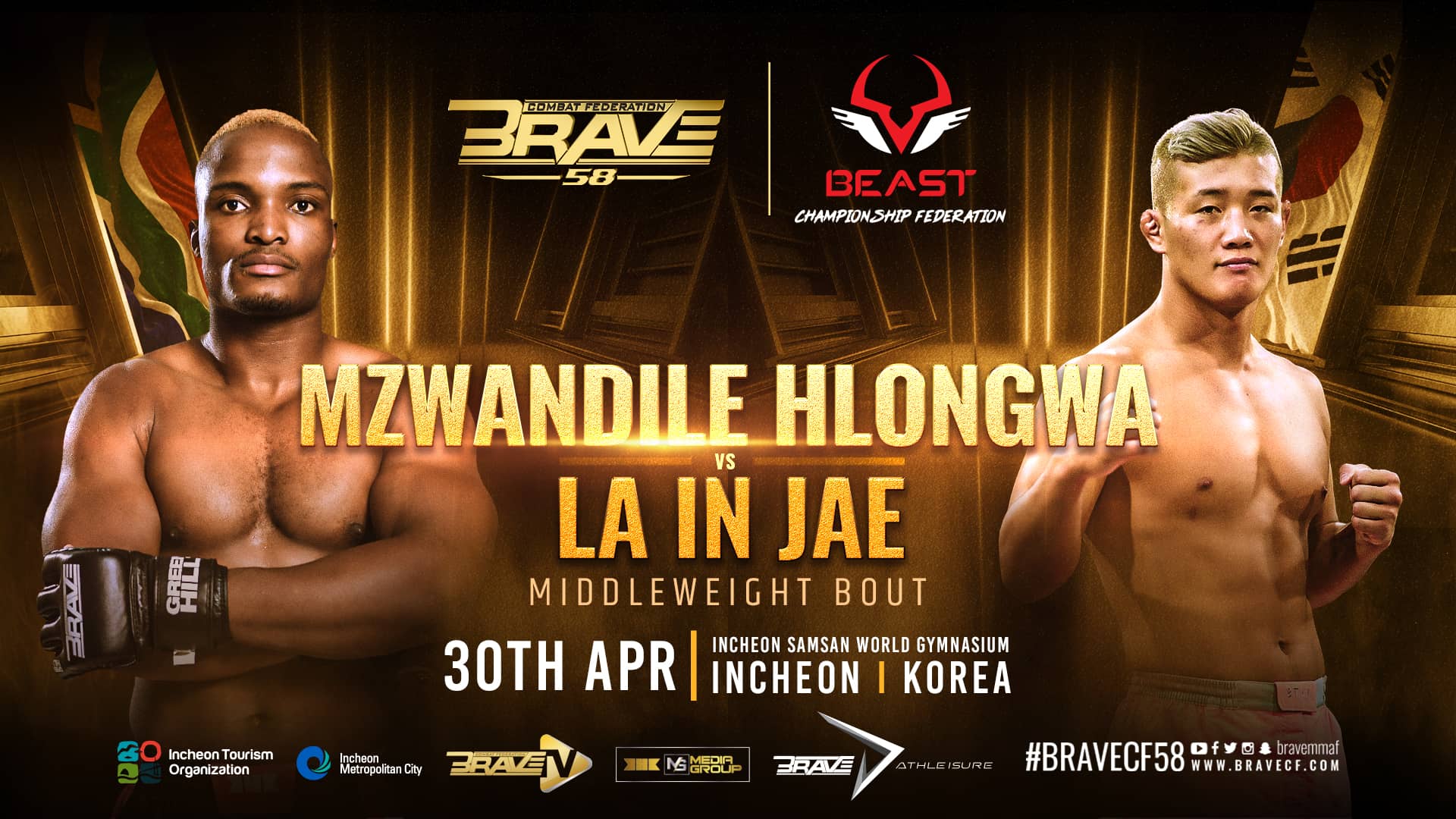 Tae Kyun Kim out due to injury, Hlongwa vs La new BRAVE CF 58 main event